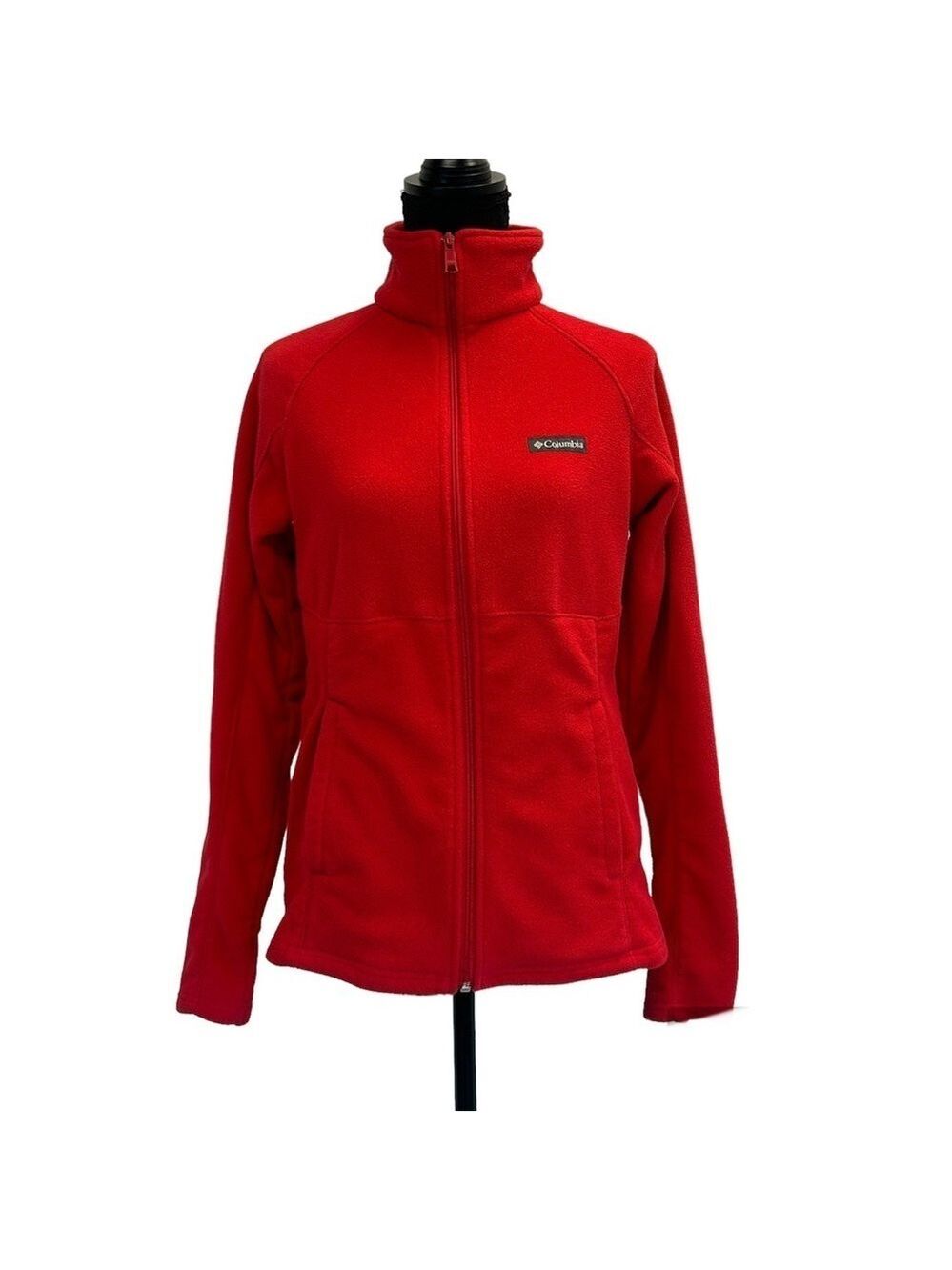 Columbia red long sleeve full front zip up fleece high neck jacket sweater Sz M
